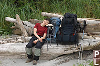 Helen Zonked Out With Packs Old Trail