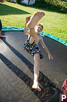 Justin Falling On Trampoline