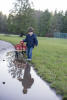 James Trying To Walk Around Puddle