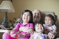 Great Grandpa And Three Grandkids