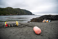 Garbage On Beach For Pick Up