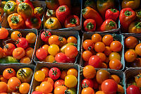 Tomatoes And Peppers At Market