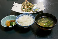 Rice Miso Soup Pickels And Tempura