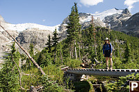 Helen On Bridge With Glaciers