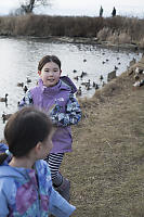 Nara And Claira Running From Ducks