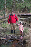 Nara And Dad Standing In Creek