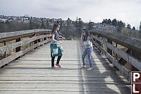 Kids Playing On Wooden Bridge