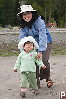 Nara With Helen Walking On Beach