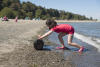 Nara Pushing ALog Up The Beach