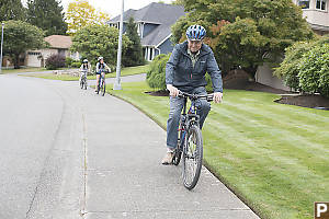 Dad Biking In Front