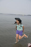 Claira Running In Shallow Water