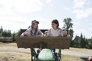 Kaylee And Claira Lifted In Bucket