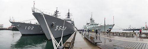 Three Destroyers At Burrard Dock In The Rain