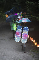 Walking Down Lantern Lined Trail