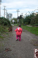 Claira Walking With Big Leaf