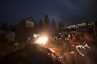 Sisters Watching Burn Pile