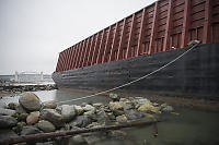 One Of Many Rocks Holding The Barge