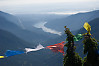 Budhist Prayer Flags With AView Of Vancouver