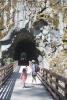 Walking Over Trestle Into Cave