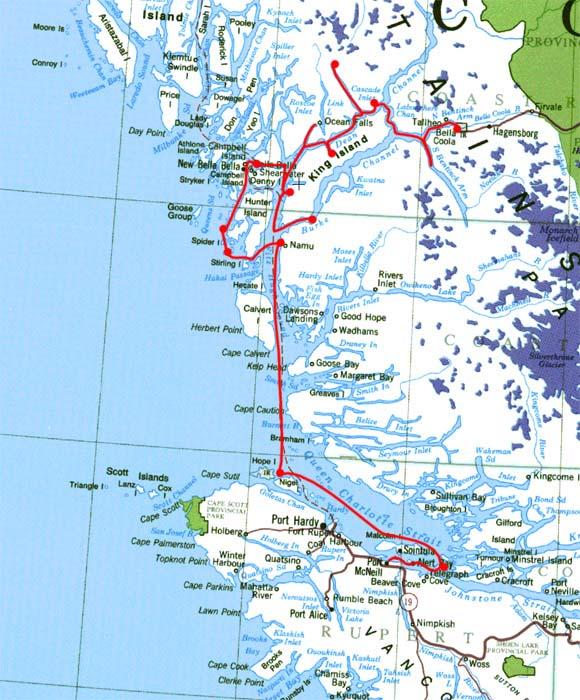 Map of Mid Coast of British Columbia