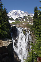 Myrtle falls In Front Of Rainier