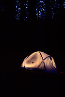 Tent lit up by Flash Light