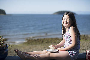 Nara Eating Breakfast With Beach View