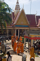 Monks Coming From Building