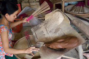 Wrapping Incense On Small Sticks