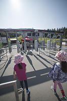 Nara And Claira Walking To Lifts