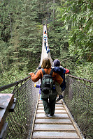 Walking On Suspension Bridge