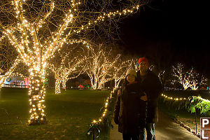 John And Helen With Lit Trees