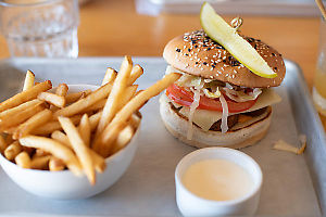 Falafel Burger And Fries