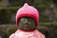 Knitted Hat On Jizo