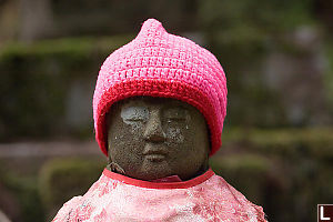 Knitted Hat On Jizo