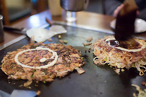 Painting Sauce On Okonomiyaki