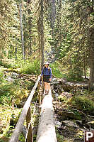 Helen On Log Bridge