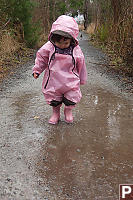 Nara Splashing Through Puddle