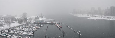 Entrance To False Creek In Snow Fog