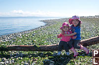 Nara And Claira Sitting On Log