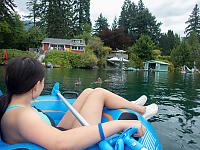 Claira Paddling With Mallards