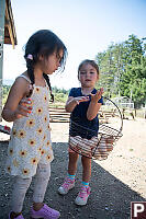 Madison And Raelynn With Eggs