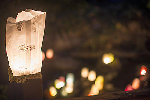 Paper Bag Lantern Next To River