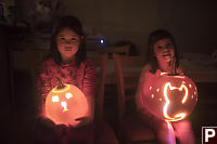 Carved Lit Pumpkins