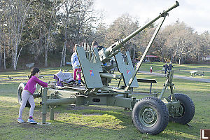 Kids Playing On Anti Aircraft Gun