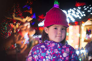 Nara With Christmas Lights Behind