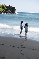 Kids On Black Sand Beach