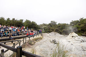 Stands Overlooking The Geyser