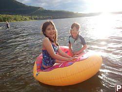 Sharing Floaty In Fraser Lake