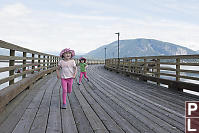 Nara And Claira On Pier Running